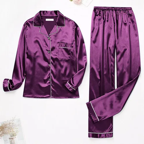 Conjunto De Pijama De Satén De Seda Para Mujer, Ropa De Dorm