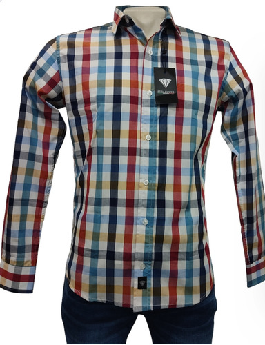 Camisa Giorgio Berlucchi Ml Cuadros 20 Tallas Extras 42-48