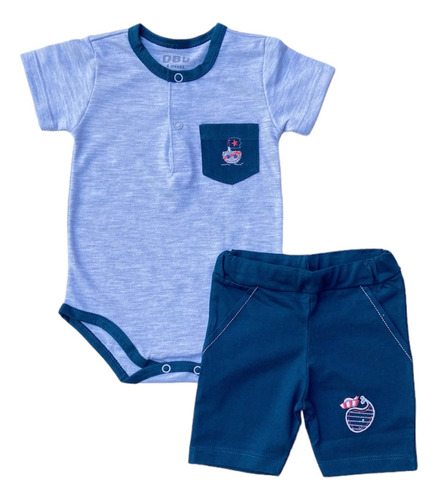 Conjunto 2 Piezas 100% Algodón Body Short Niño