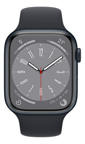 Apple Watch Series 8 GPS + Celular - Caja de aluminio color medianoche 45 mm - Correa deportiva color medianoche - Patrón - Distribuidor autorizado