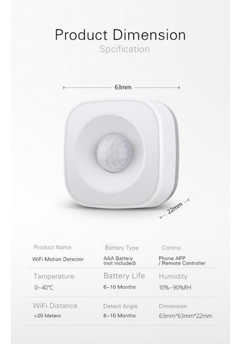 Detector De Sensor De Movimento Wifi Pir Para Tuya Smart