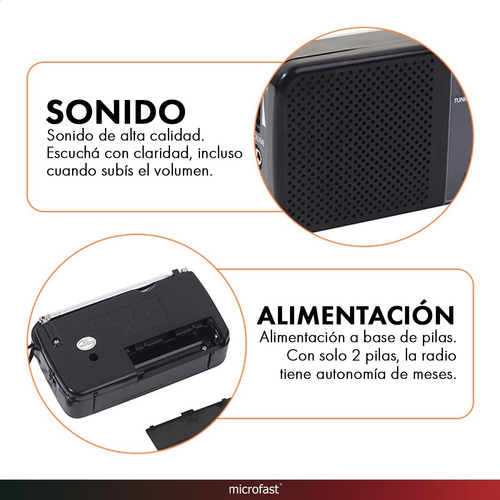 Imagen 4 de 8 de Radio Portátil Am/fm Entrada Auricular 3.5mm Pilas Pequeña