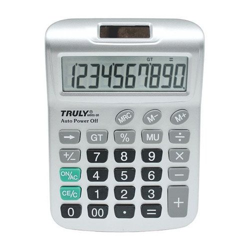 Calculadora De Mesa Truly 6001 Visor Grande 10 Dígitos Prata