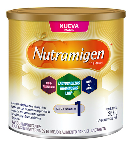 Imagen 1 de 1 de Leche de fórmula  en polvo Mead Johnson Nutramigen Premium con LGG  en lata de 357g - 0  a  12 meses