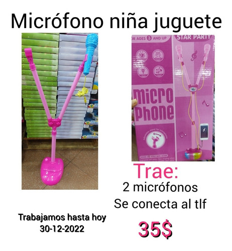 Micrófono Niña Juguete Nuevo 90cm.. Conecta Al Tlf. 