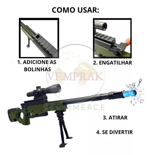 Arma De Brinquedo Sniper Grande 50cm Lança Bolinha De Gel