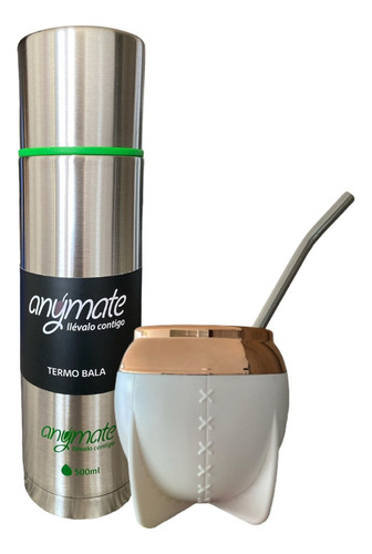 Set Termo Bala Anymate 500ml + Mate Lindo Con Bombilla 160ml