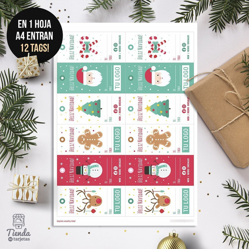 Imagen 2 de 2 de Etiquetas Imprimibles De Navidad Con Tu Logo O Marca
