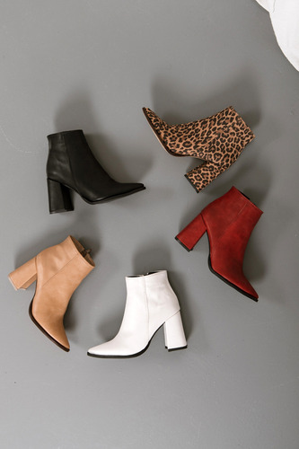 Botas Mujer Botinetas Taco Alto Eco Cuero Punta Fina Gretel
