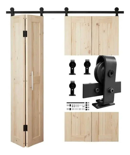 Kit Corredera Para 4 Puertas Plegables Granero Riel 2.9mt