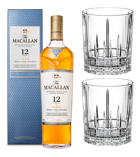 Whisky The Macallan Triple Cask 12 Años + 2 Vasos 270ml