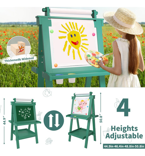 Juzbot Caballete Para Niños De Lujo Plegable Todo En 1 Con Verde