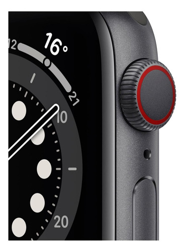 Apple Watch (GPS+Cellular) Series 6 display de 1.575" con correa de fluoroelastómero color negro y caja color gris espacial - Bueno (Reacondicionado)