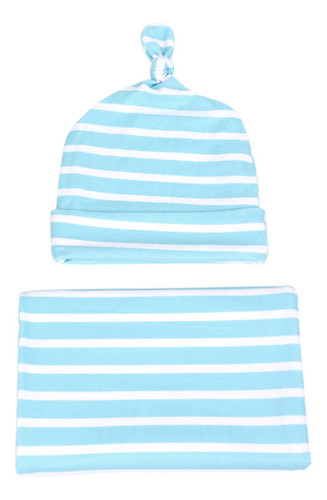 Conjunto De Gorro Y Colcha Wrap Cloth A Rayas De Color Azul