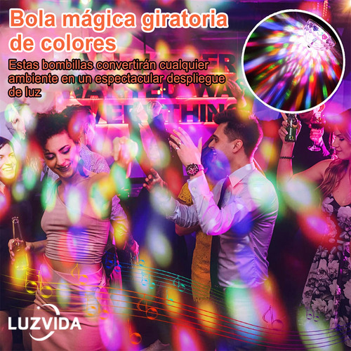 Luzvida 2 Piezas Luces De Escenario Fiestas 360° Base E27 Bombillas Giratorias De Color,dj Luces Lamparas Led Fiesta De Cumpleaños Club Bar Cabezas Roboticas Traje Robot Led Bombilla Estroboscópica