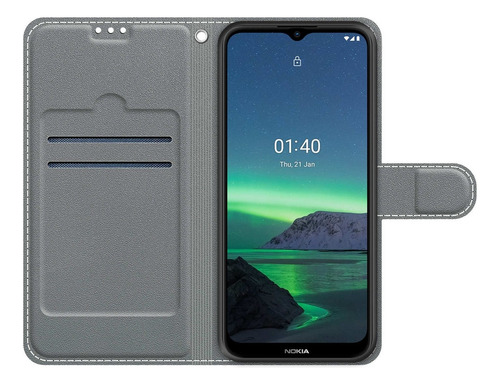 Funda De Piel Sintética Con Tapa For Nokia 1.4