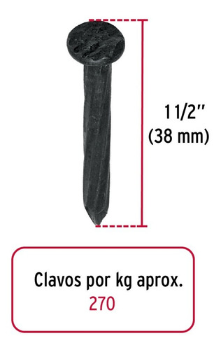Clavo Fiero Acero Negro Clcg-1-1/2n