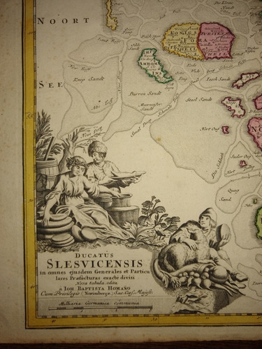  Mapa Original Jhoann Homann Año 1710 Ducatus Slesvicensis 