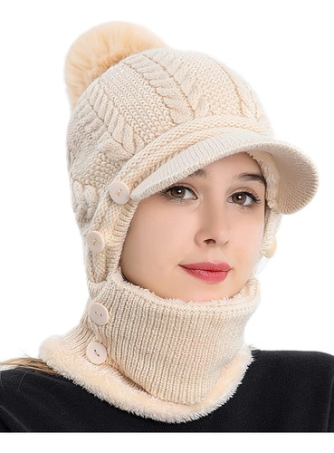 Gorro Lana Holgado Una Pieza Mujer, Bufanda, Máscara, Gorro