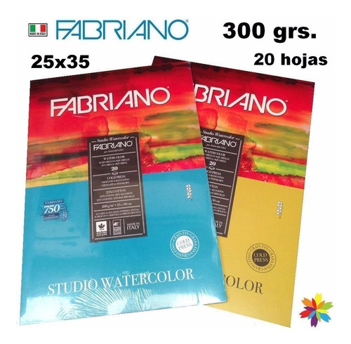 Nuevo Block Fabriano Watercolor 300g. 25x35 20h Barrio Norte