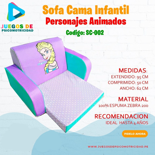 Imagen 2 de 10 de Sofa Cama Para Niños Y Niñas