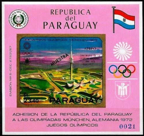 Juegos Olímpicos - Paraguay 1972 - Block Mint Muestra