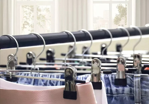 OWKUAN 40 Pzas Pantalón Percha Gancho Para Ropa Remera Con Clips Gris