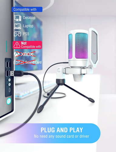 Usb Microphone Fifine Ampligame A6v For Pc Gaming Recording
