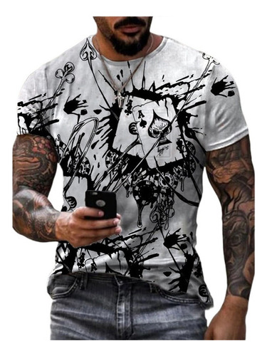 Asz Men Camiseta De Manga Corta Con Estampado 3d De Póquer