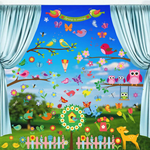 . 9 Hojas De Pegatinas Para Ventana Estáticas, Flores,