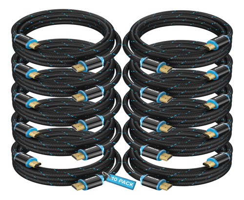 Cable Hdmi 4k Ultra Hd De 12 Pies (paquete De 10) De Nailon 