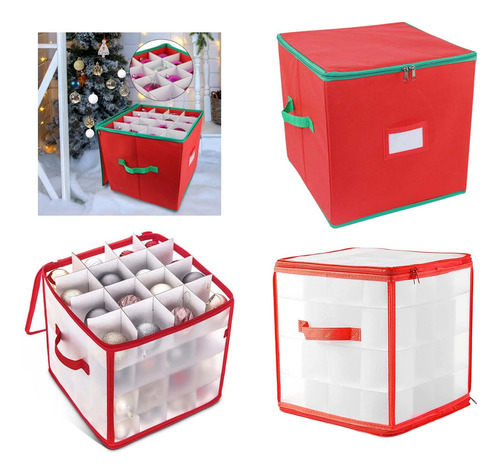 Caja De Almacenamiento De Adornos Navideños De 64 Rejillas