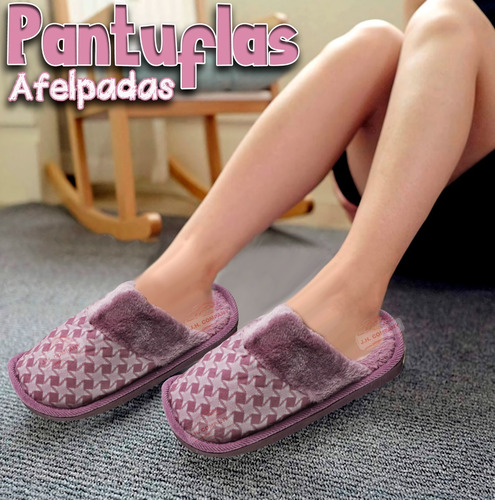 Imagen 3 de 9 de Pantuflas Sandalia Unisex Peluche Suave Comodas Felpa Mixta