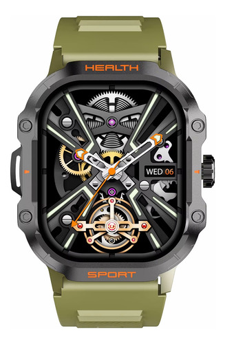 Smartwatch Táctico Deportivo Salud Llamadas Sport Bluetooth Silicona Silicona Verde Silicona