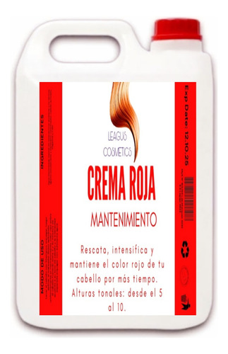 Crema  Roja Mantenimiento Del Color  5 Litros