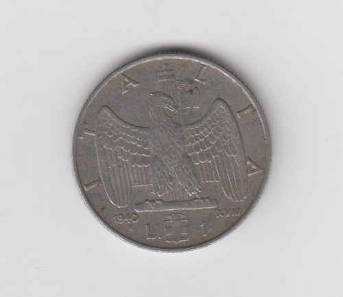 Moneda Italia 1 Lira Año 1940 Muy Bueno 