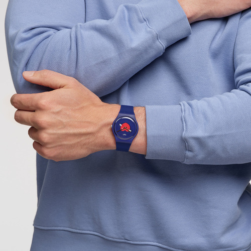 Reloj Swatch Heart In Blue By Swatch So29z701 Correa Azul Bisel Azul Fondo Azul