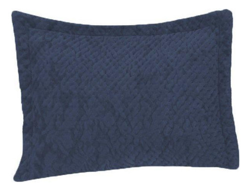 Porta Travesseiro Plush De Veludo Com Abas 50x70cm - Marinho