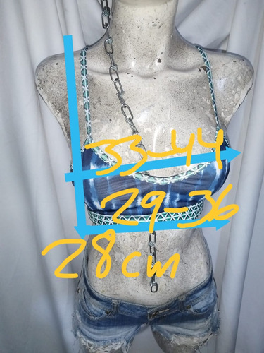 Sexy Top Deportivo J O Y L A B Azul Tipo Tie Dye (Usado)