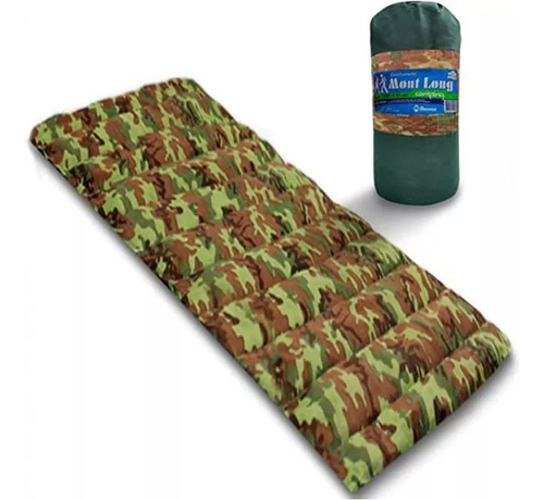 FA Maringá Mont Long Colchonete Camping verde camuflado solteiro grande 190x60cm con sacola transporte