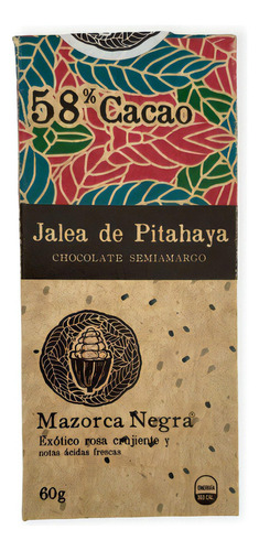 Chocolate Semiamargo Jalea De Pitahaya 60g Mazorca Negra