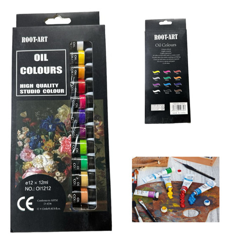 Set De Pinturas Al Oleo En Pomo 12 Colores 12ml C/u