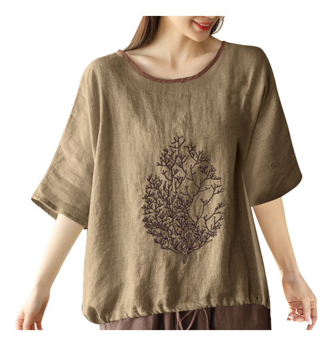 Camiseta Sin Mangas Lisas Con Cuello Redondo Y Manga Media P