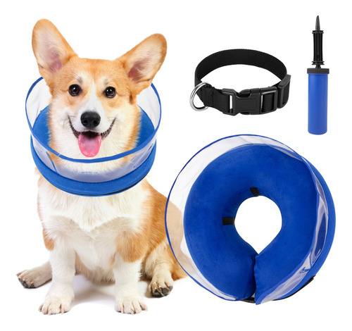 Collar Isabelino Inflable Protector Perros Gatos Talla S-xl