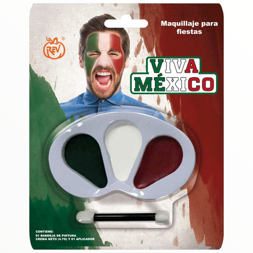 Maquillaje Tricolor Mexicano Fiesta Mundial Fut ( 4 Piezas )
