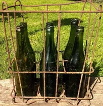 Comprar Botellas Antiguas Villavicencio Con Canasto Hierro Original 