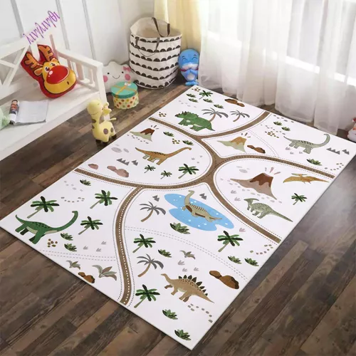 Chicrug Alfombras educativas de dinosaurio para niños alfombra de