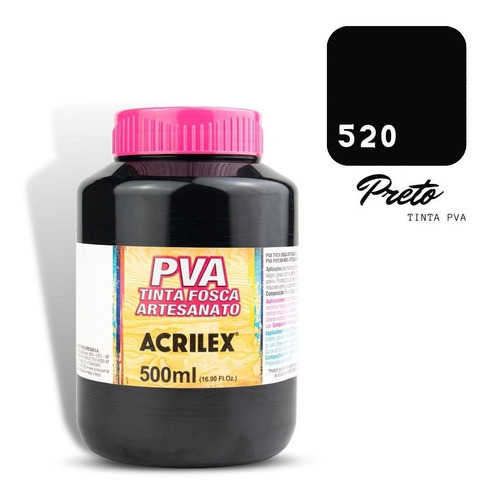 Tinta Pva Acrilex 500ml 520 Preto