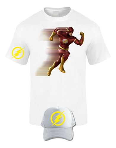 Camiseta Manga Corta The Flash Super Heroes Obsequio Gorra