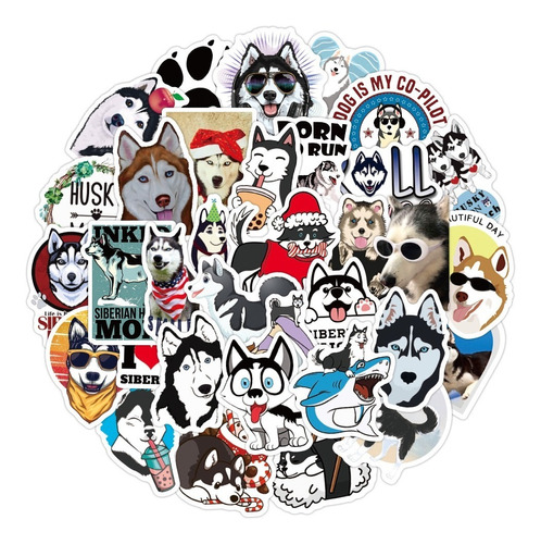 Husky Siberiano 50 Calcomanias Stickers Pvc Vs Agua Perros
